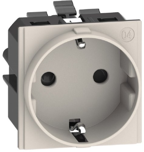 Розетка с заземлением модульная Legrand BTicino Living Now 1-м. 2 мод. шторки песочный картинка